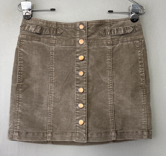 GAP Dresses & Skirts - Gap Y2K Corduroy Skirt Size 2 Gray Snap Front Mini Short Straight Boho Academia